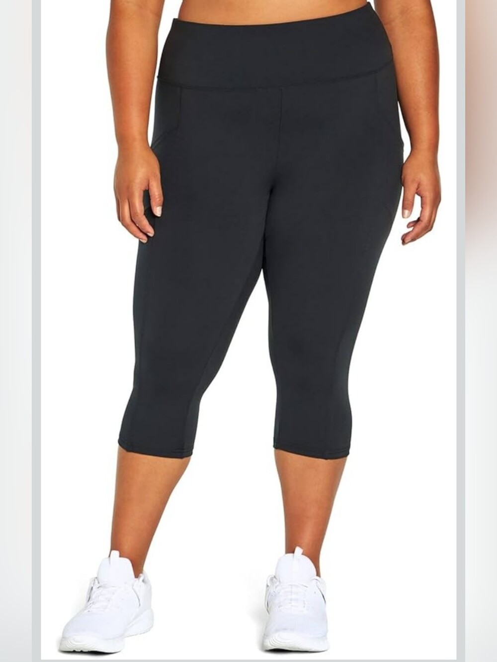 Marika Plus Size Uma High Rise Pocket Tummy Control Capri, Black, Size 1X
